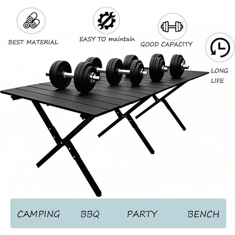 Mesa Plegable de Aluminio Evolve Heritage 119x58 cm Negra