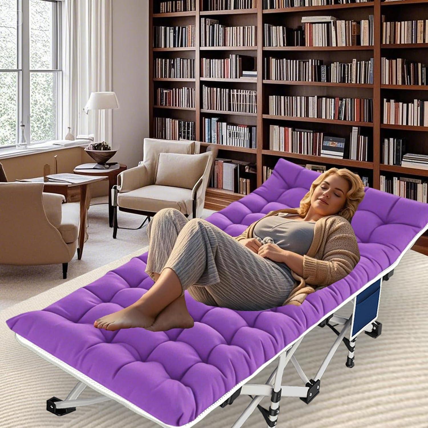 Cama de Camping Plegable ZAMOTEO 2 Paquete con Colchón 190.5x68.6cm