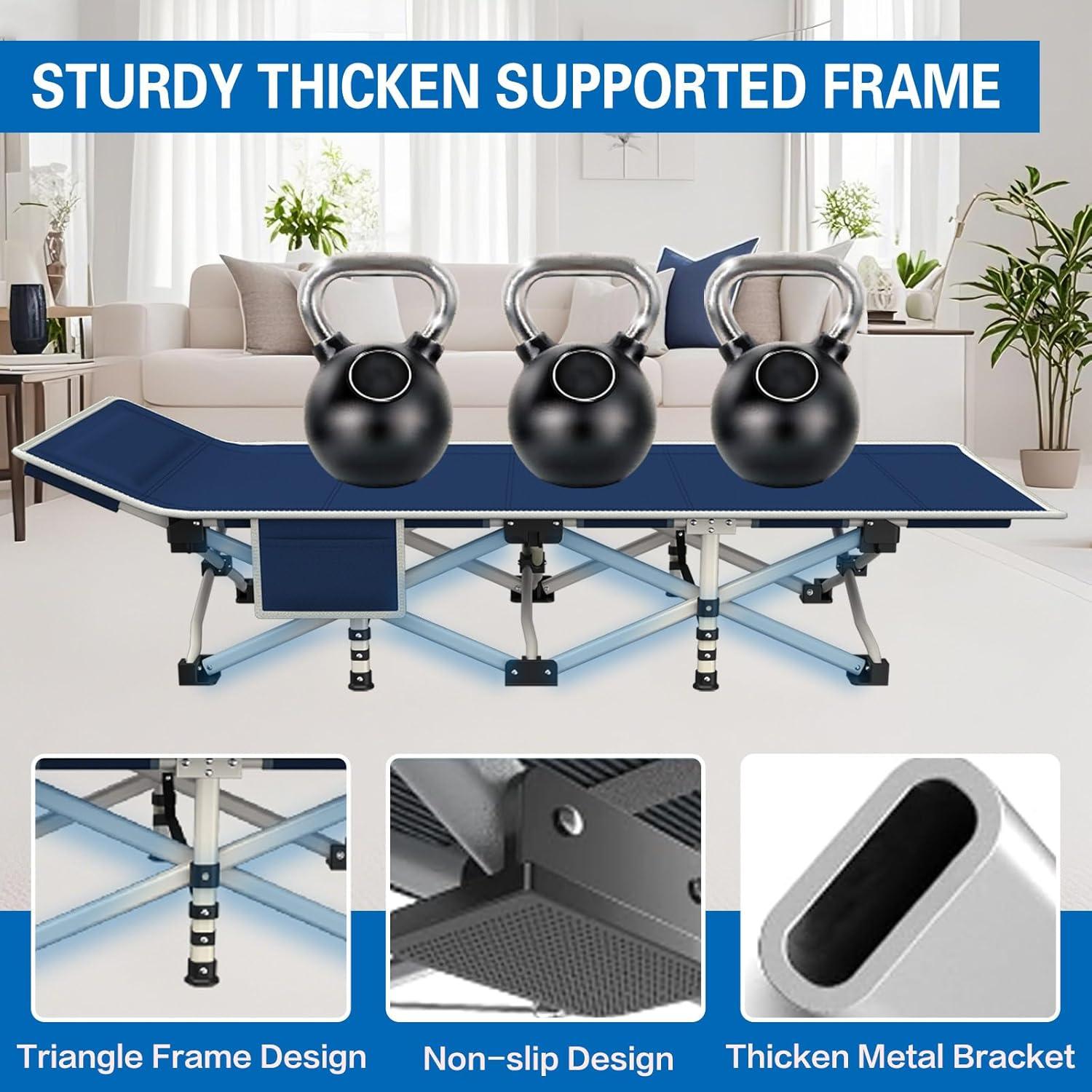 Cama de Camping Plegable ZAMOTEO 2 Paquete con Colchón 190.5x68.6cm