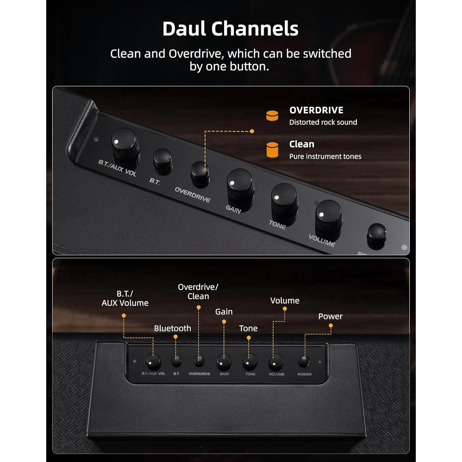 Amplificador de guitarra LEKATO GA-02 5W Bluetooth recargable