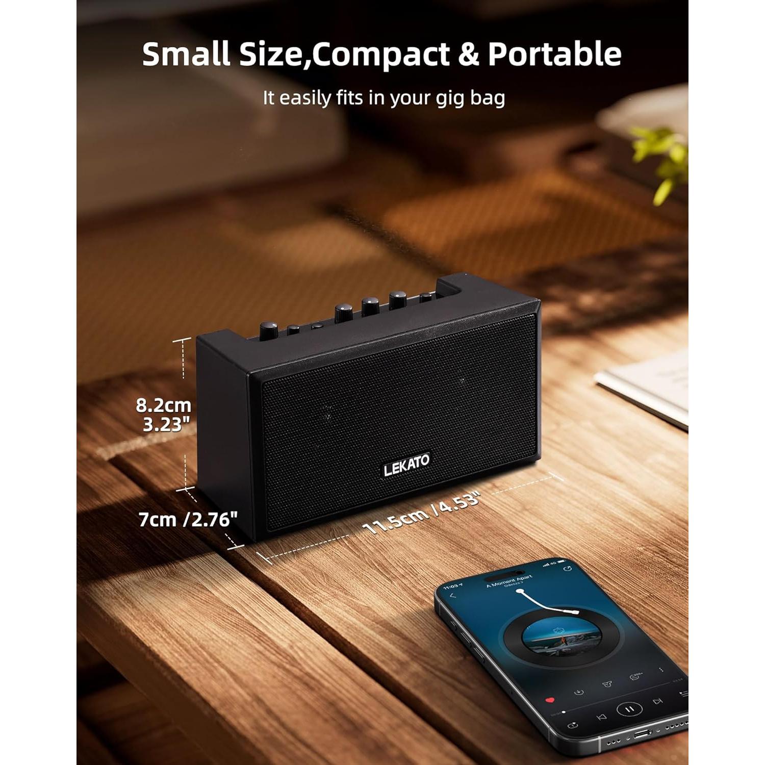 Amplificador de guitarra LEKATO GA-02 5W Bluetooth recargable