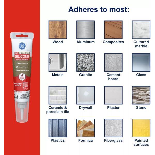 Sellador de Silicona GE Avanzado para Cocina y Baño 85g