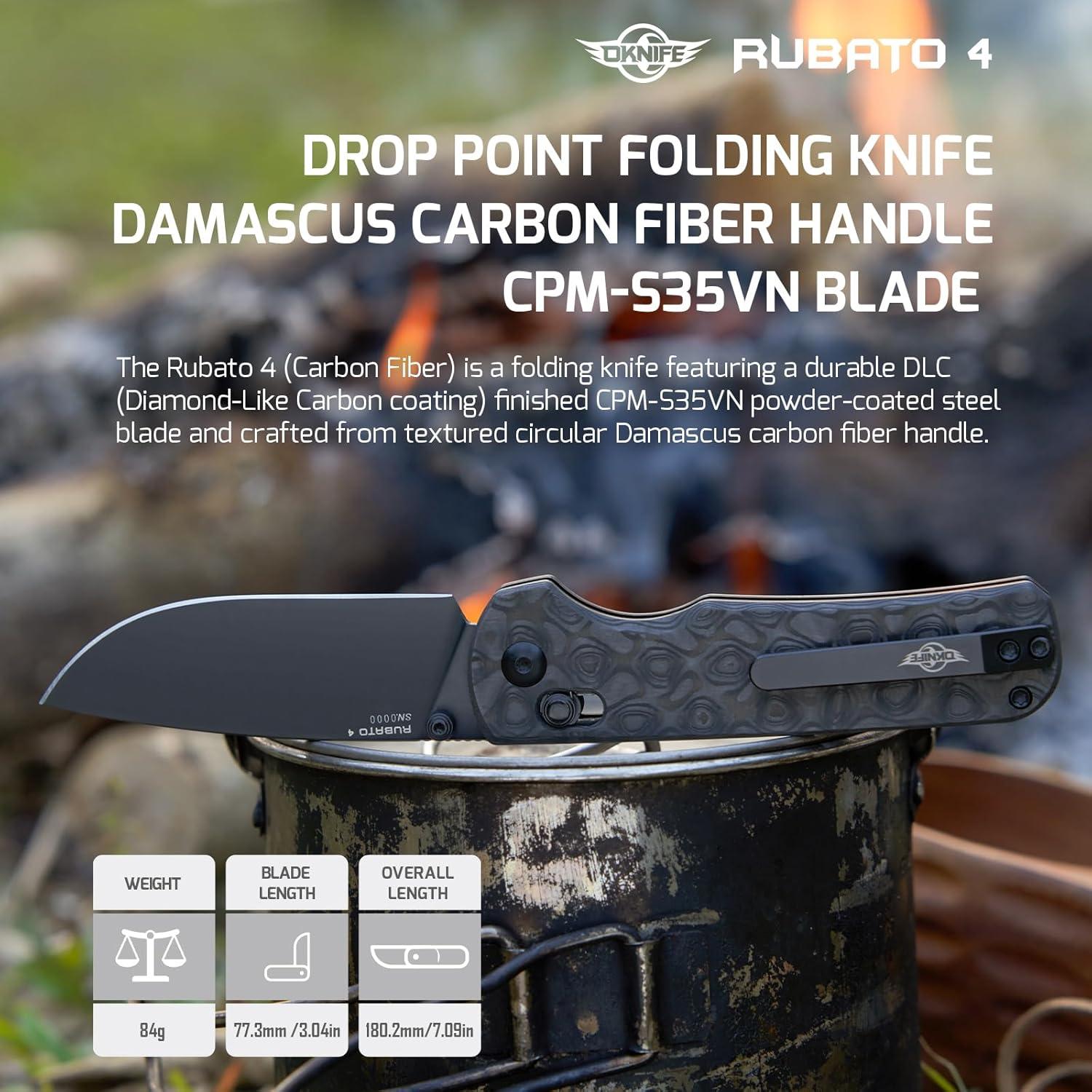 Cuchillo Plegable OKNIFE Rubato 4, Acero CPM-S35VN, Hoja 7.72 cm