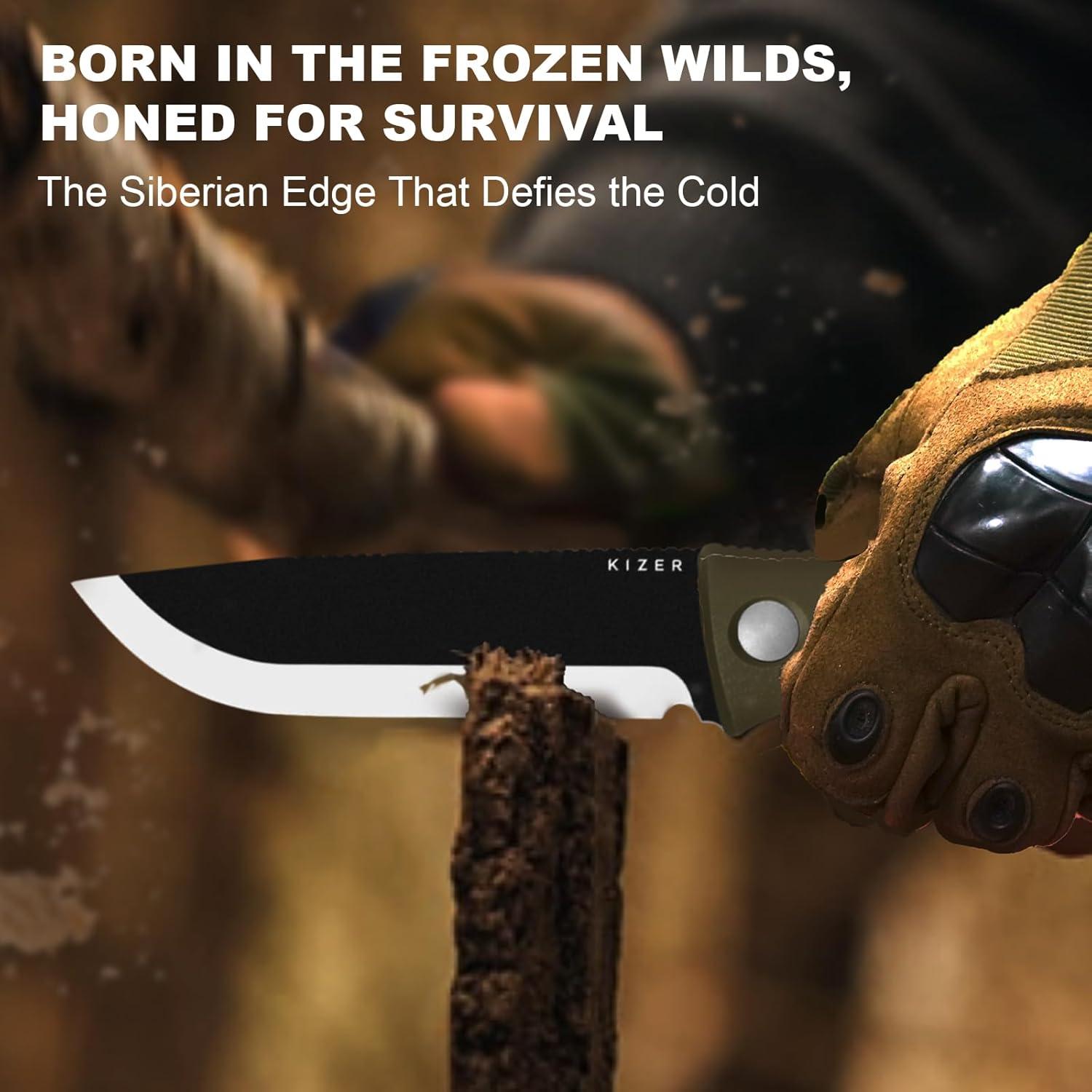 Cuchillo Fijo Kizer Polaris 10.74 cm Acero 1095 Mango G10 Verde