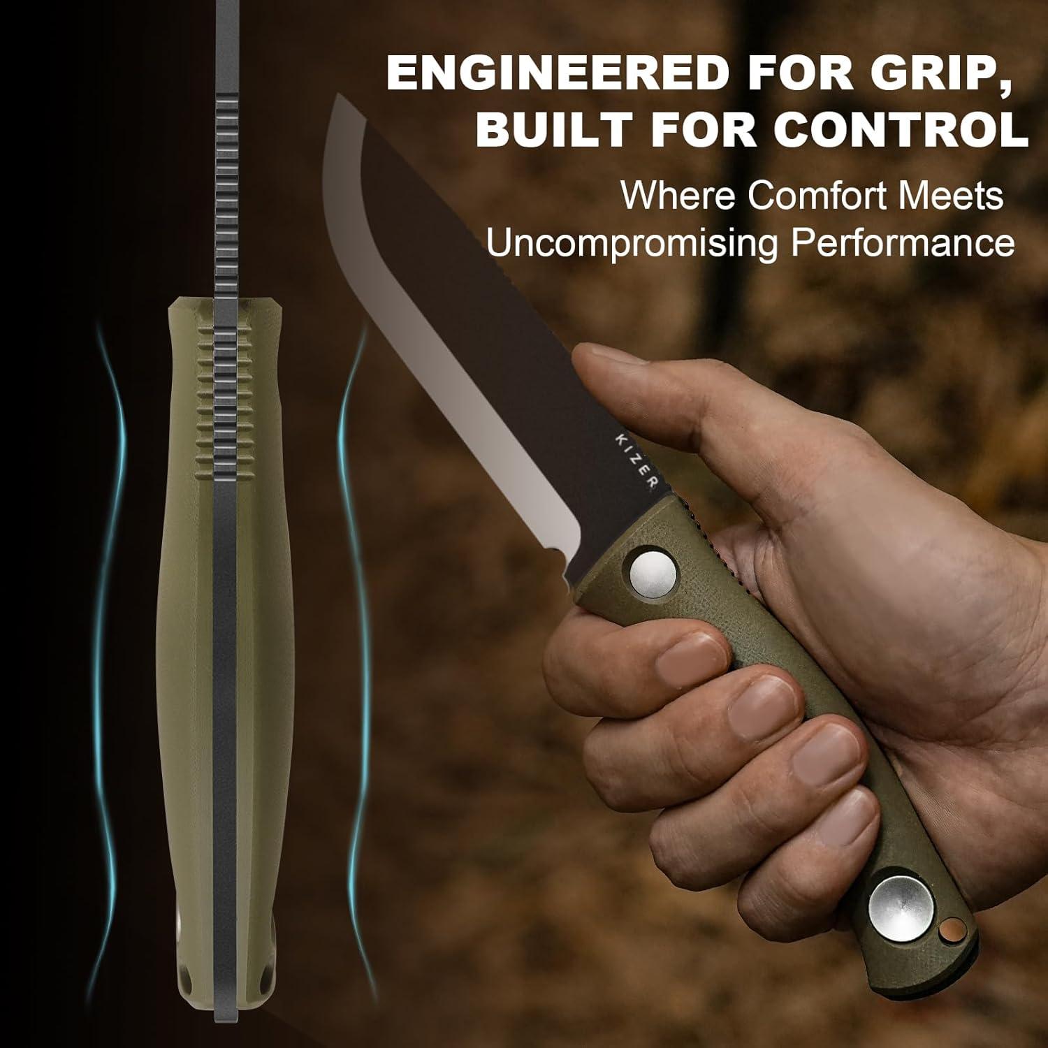 Cuchillo Fijo Kizer Polaris 10.74 cm Acero 1095 Mango G10 Verde