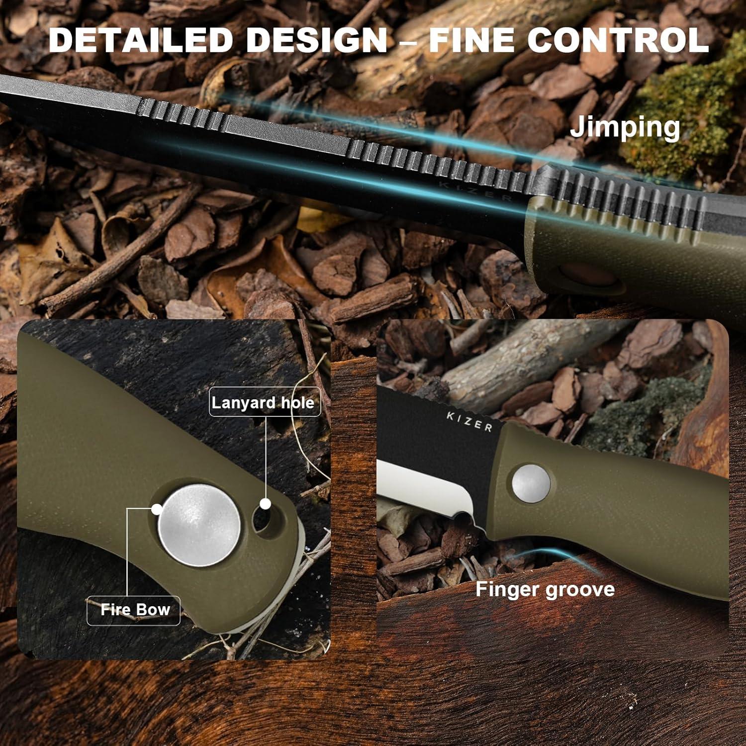 Cuchillo Fijo Kizer Polaris 10.74 cm Acero 1095 Mango G10 Verde