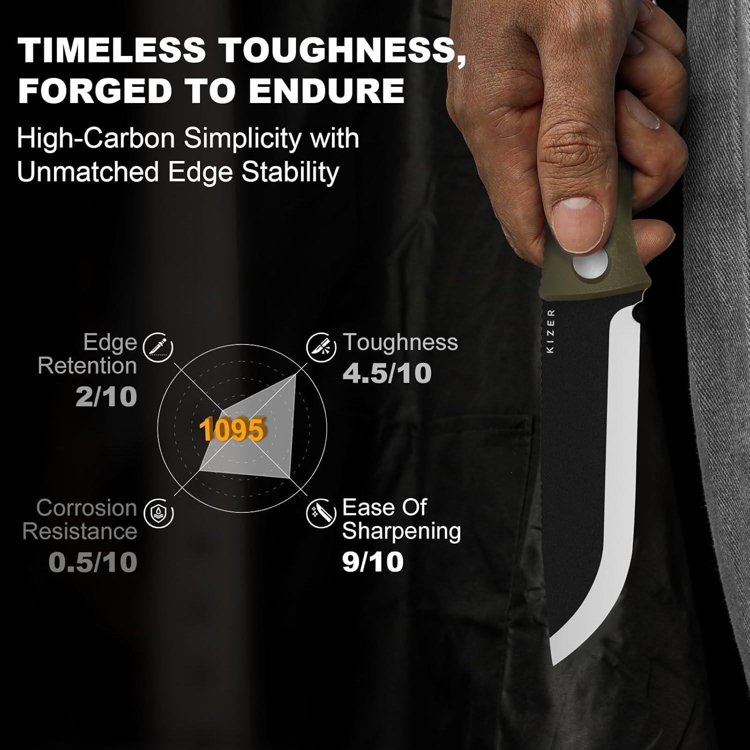 Cuchillo Fijo Kizer Polaris 10.74 cm Acero 1095 Mango G10 Verde