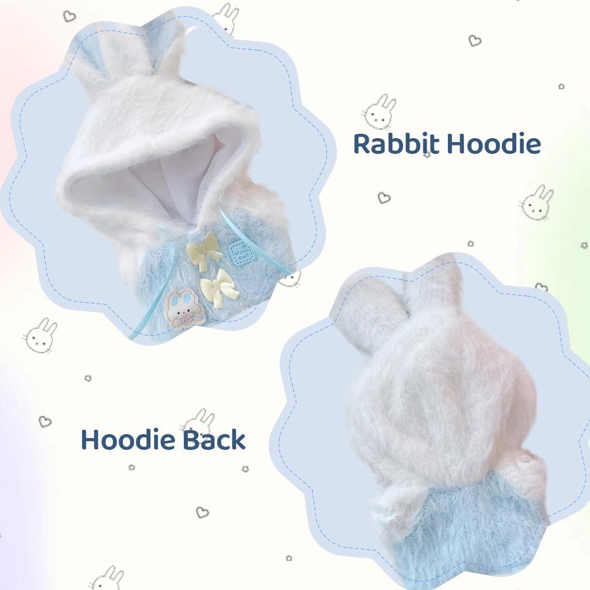 Ropa de Muñeca 17 cm Labubu Mono Conejo Azul Suave