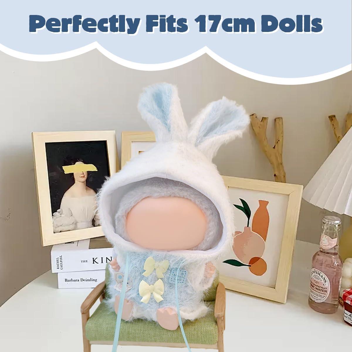 Ropa de Muñeca 17 cm Labubu Mono Conejo Azul Suave