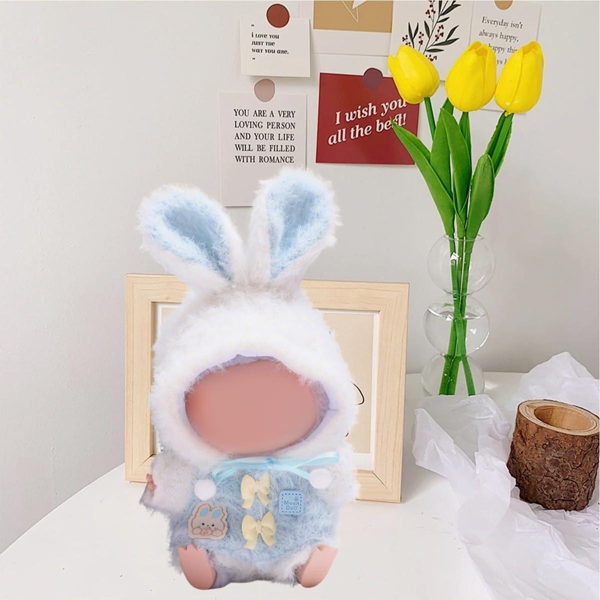 Ropa de Muñeca 17 cm Labubu Mono Conejo Azul Suave