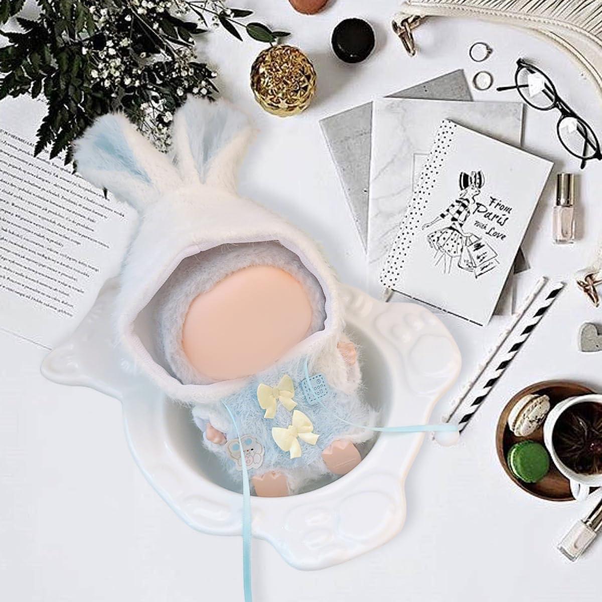 Ropa de Muñeca 17 cm Labubu Mono Conejo Azul Suave