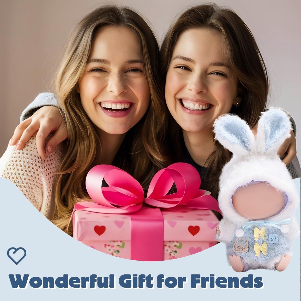 Ropa de Muñeca 17 cm Labubu Mono Conejo Azul Suave