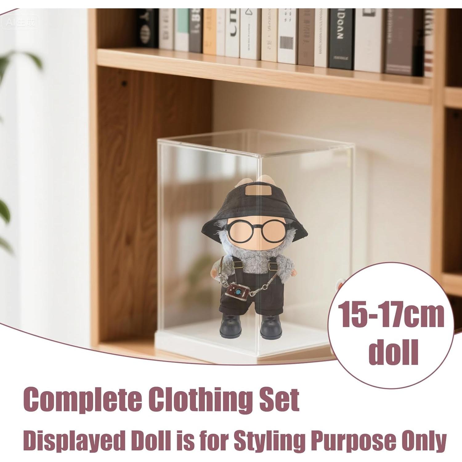 Conjunto de Overoles de Lona y Sombrero Labubu 17cm