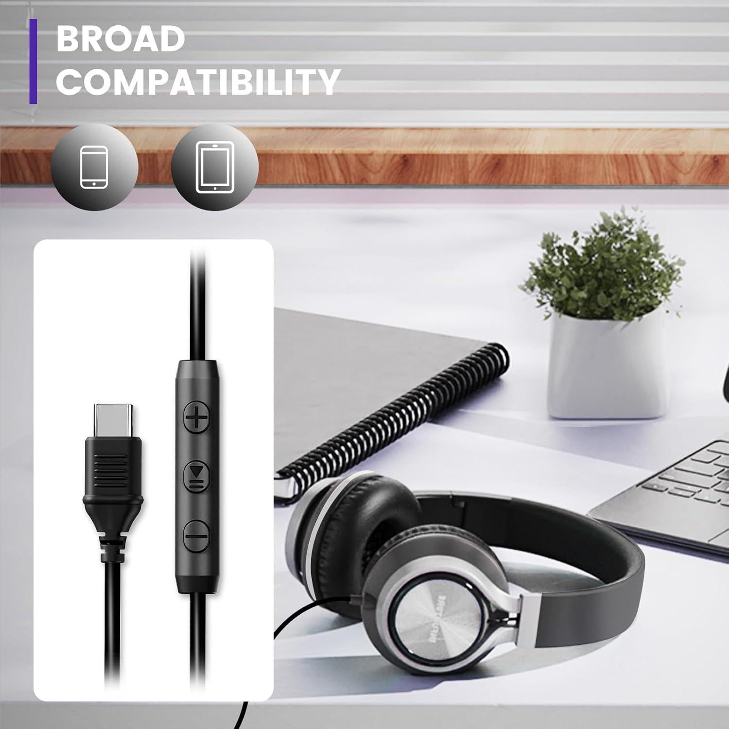 Auriculares USB C INFURTURE FTBH118AB con Micrófono y Control