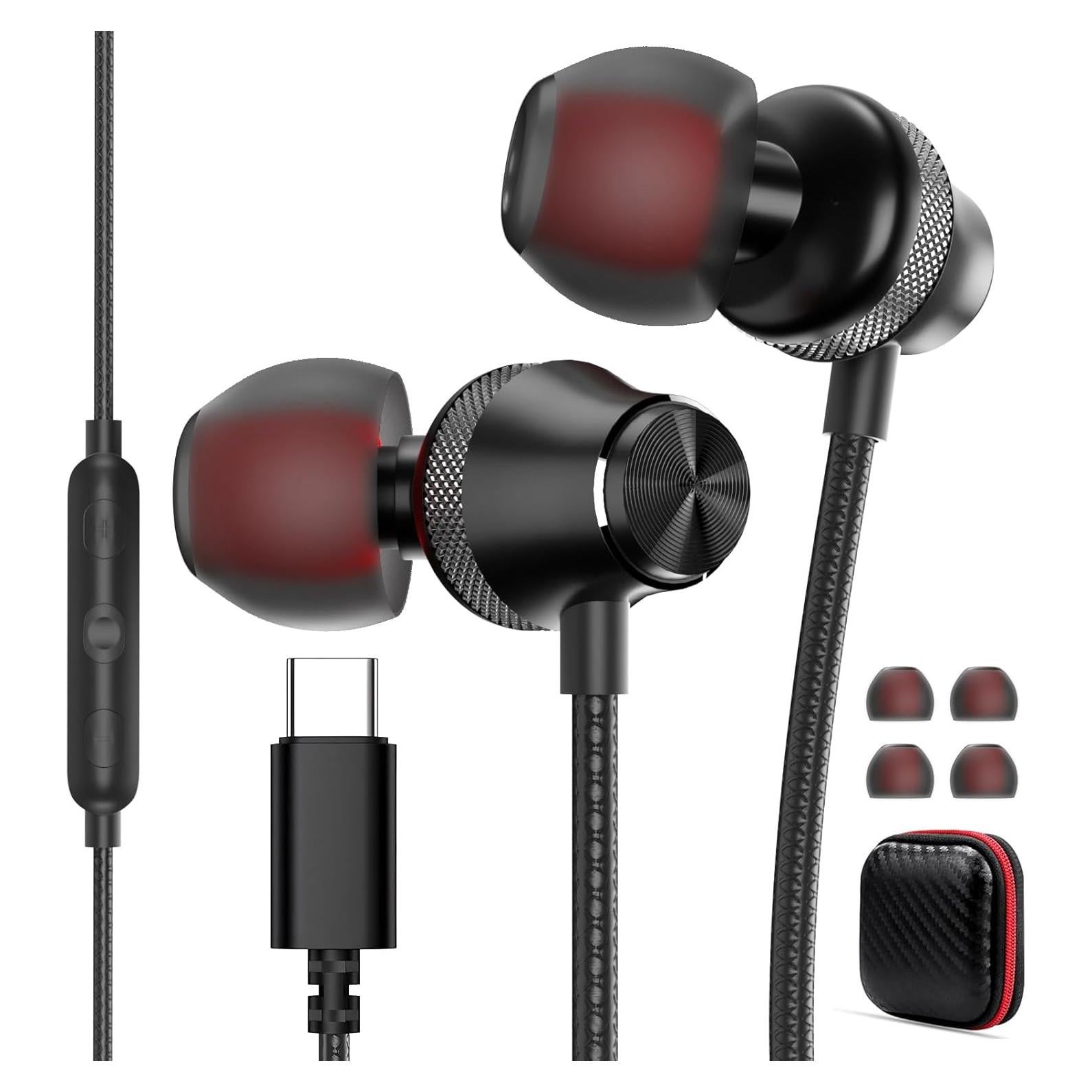 Auriculares USB C AIAUXAI con micrófono y almohadillas - Negro