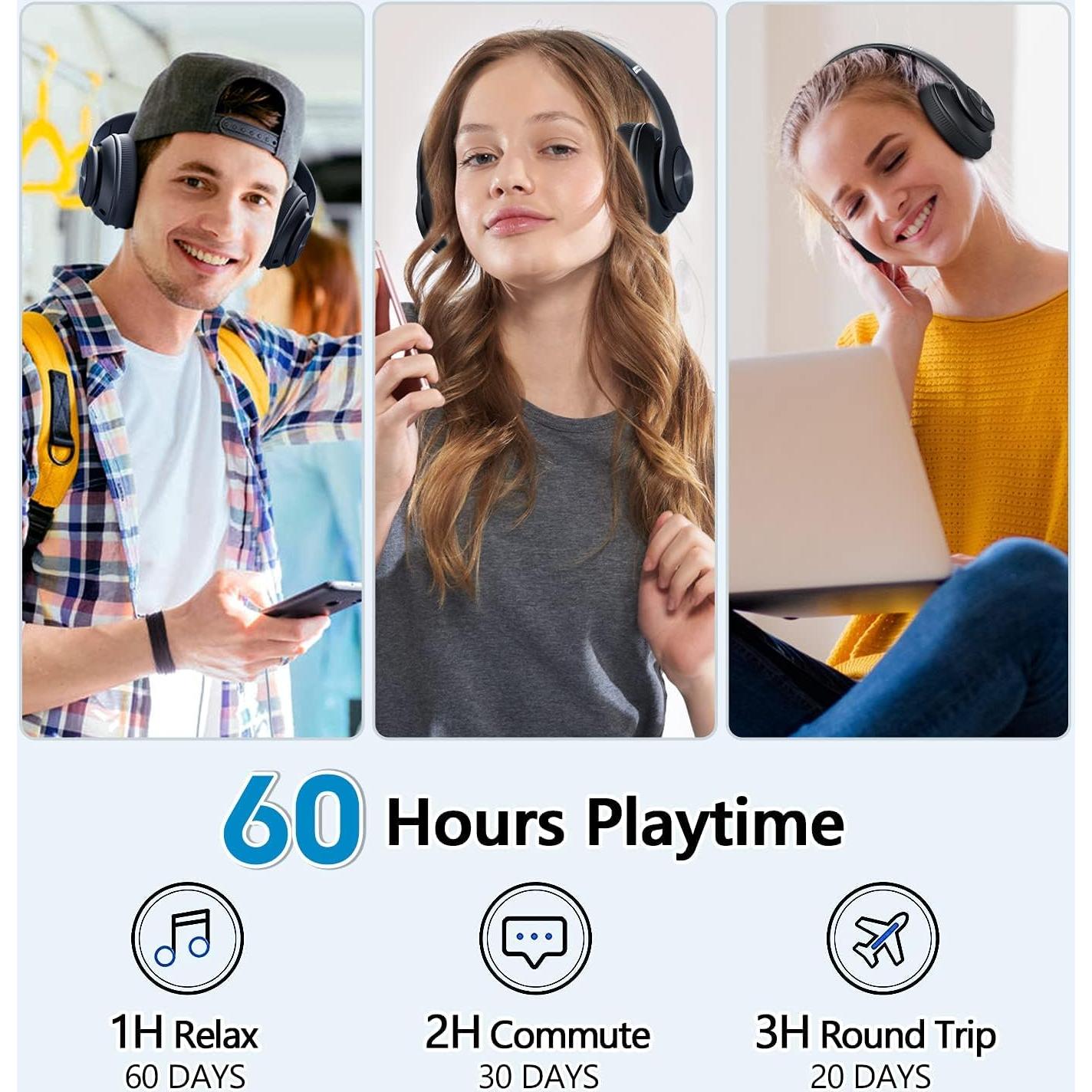 Auriculares Bluetooth Tuitager 60H Hi-Fi Estéreo Plegables