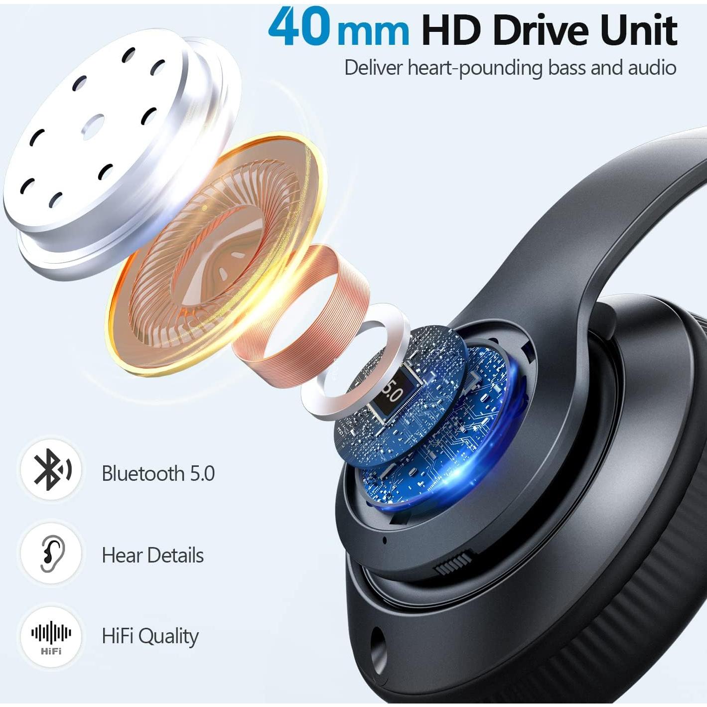 Auriculares Bluetooth Tuitager 60H Hi-Fi Estéreo Plegables