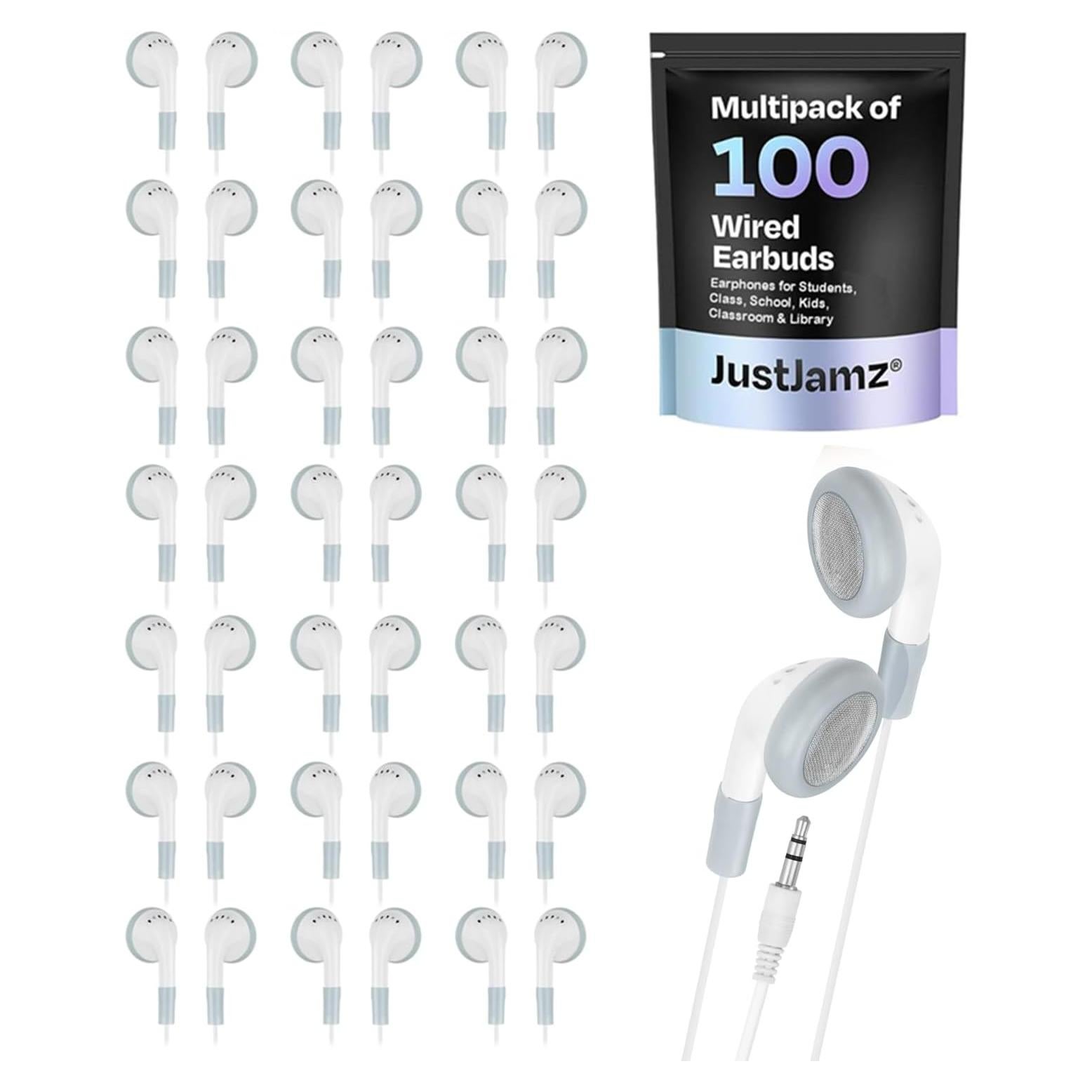 Auriculares JustJamz 100 Pack Blancos con Cable 3.5mm