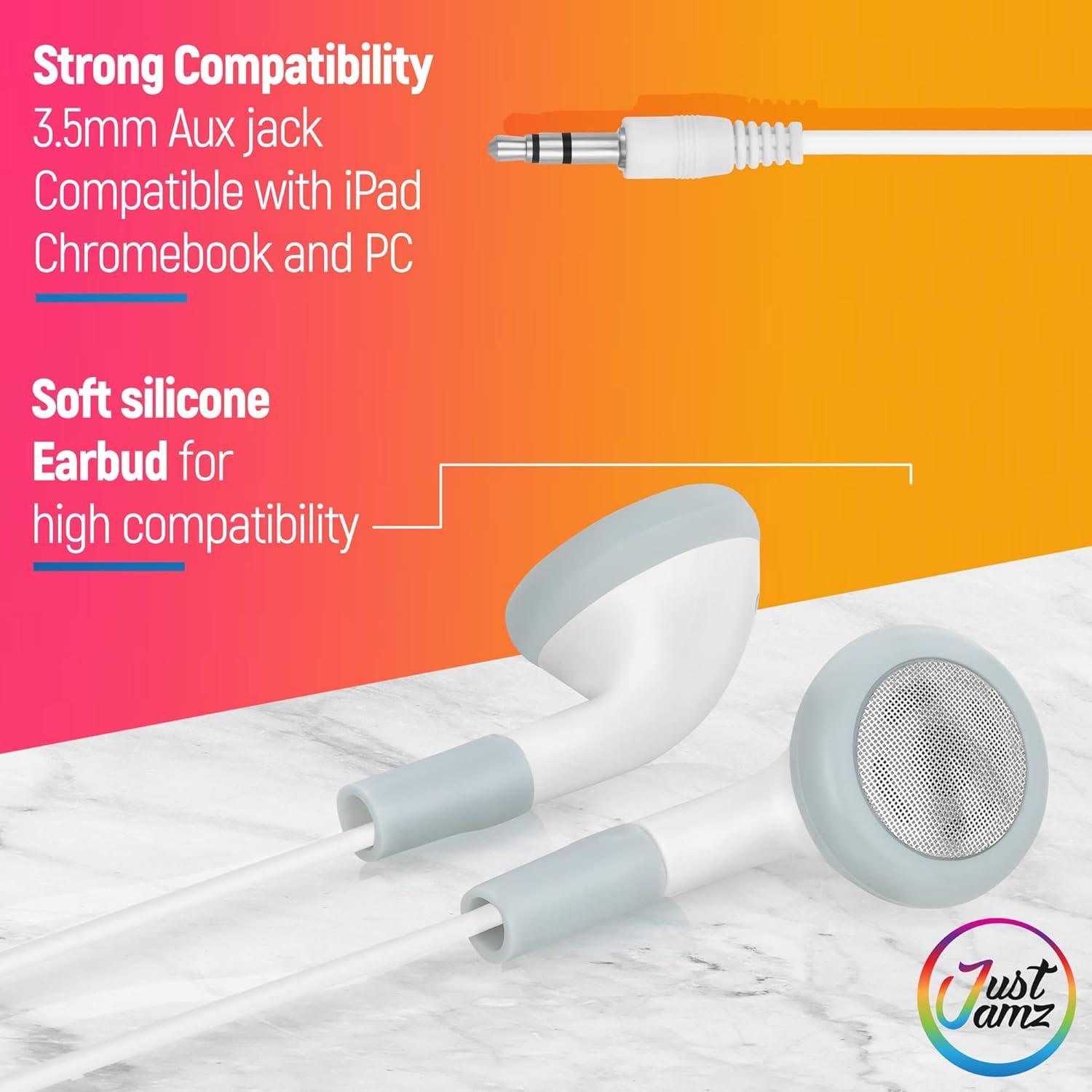 Auriculares JustJamz 100 Pack Blancos con Cable 3.5mm