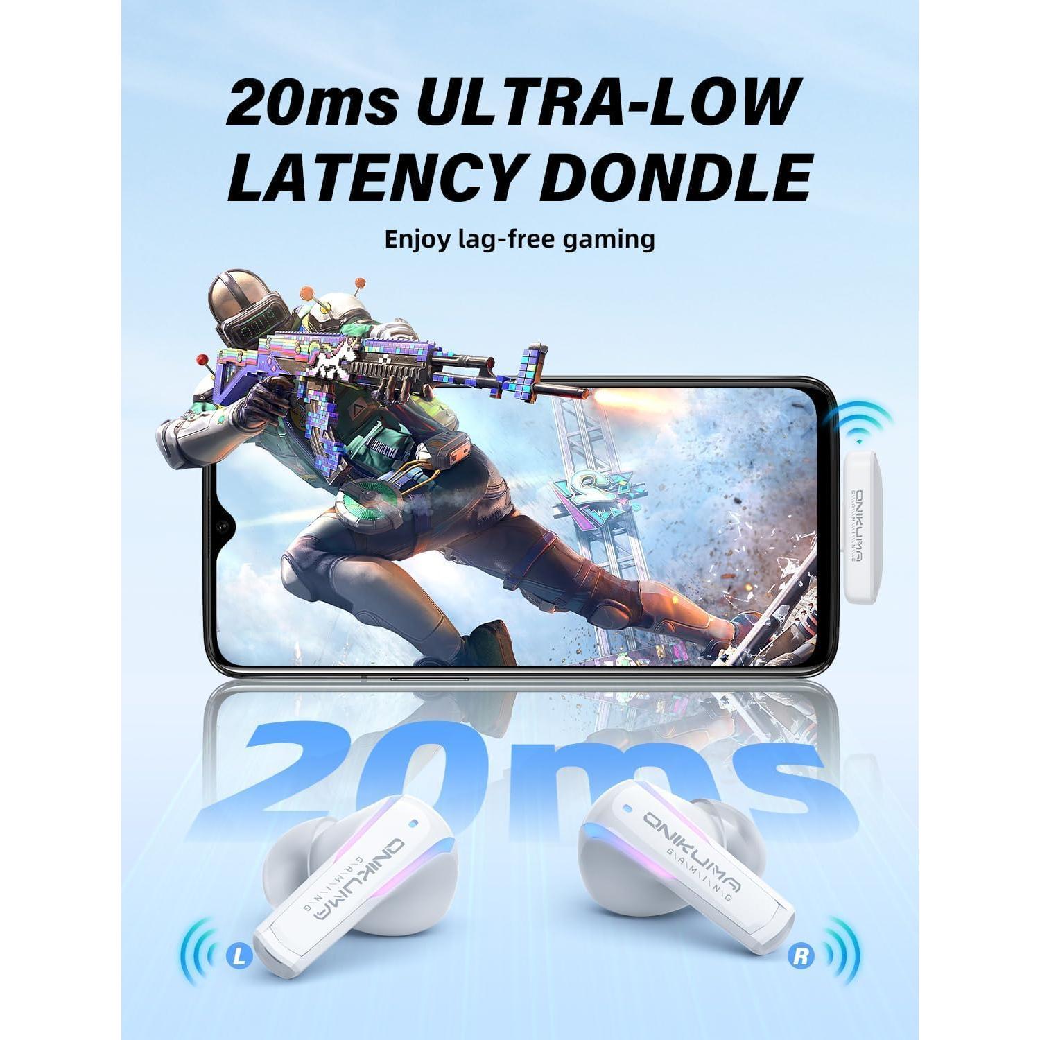 Auriculares Inalámbricos ONIKUMA T27 20ms Latencia Baja Blanco