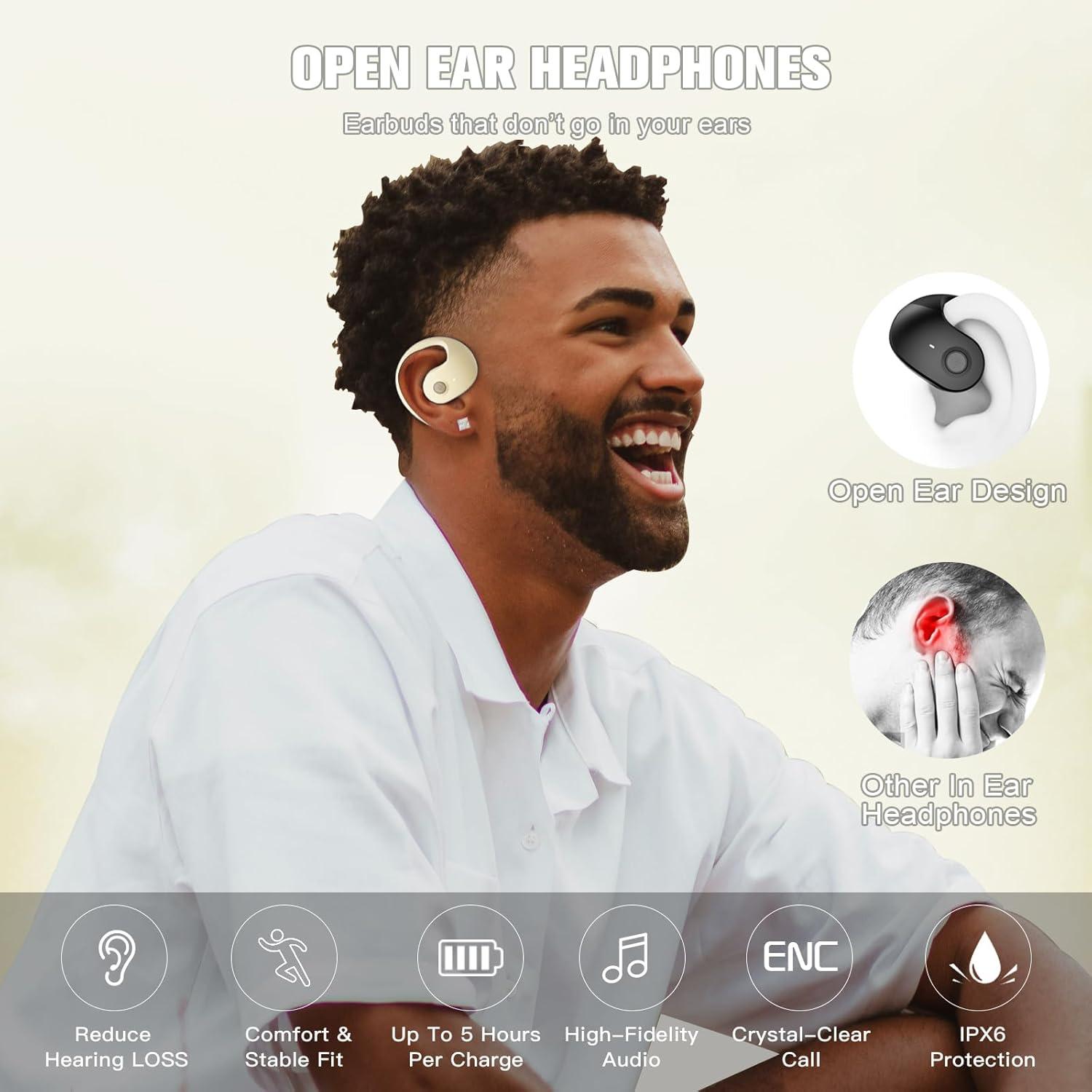 Auriculares Inalámbricos Bluetooth Abiertos JM13 Beige IPX5