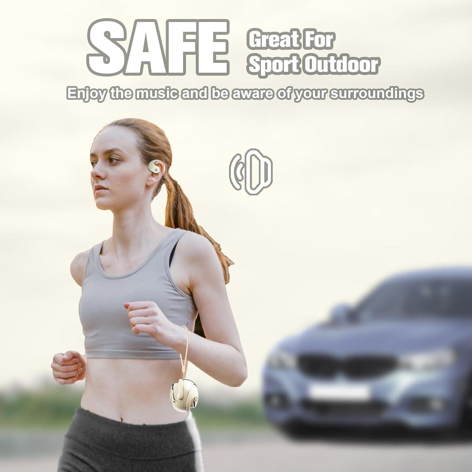 Auriculares Inalámbricos Bluetooth Abiertos JM13 Beige IPX5