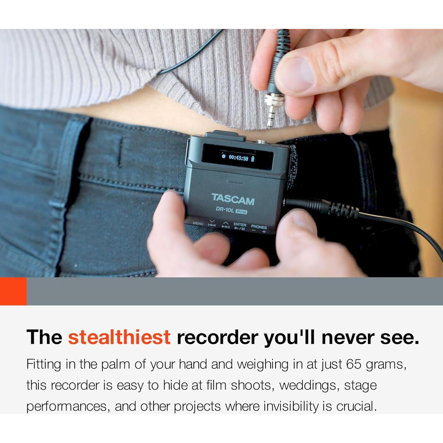 Grabadora de Campo TASCAM DR-10L Pro con Micrófono Lavalier