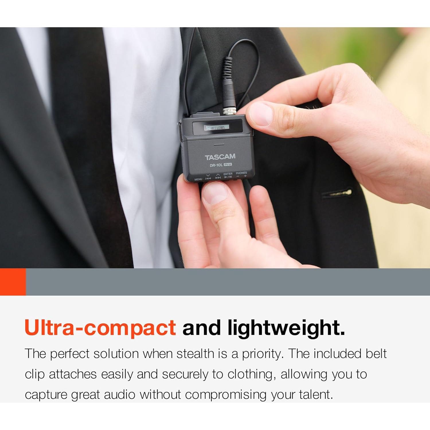 Grabadora de Campo TASCAM DR-10L Pro con Micrófono Lavalier