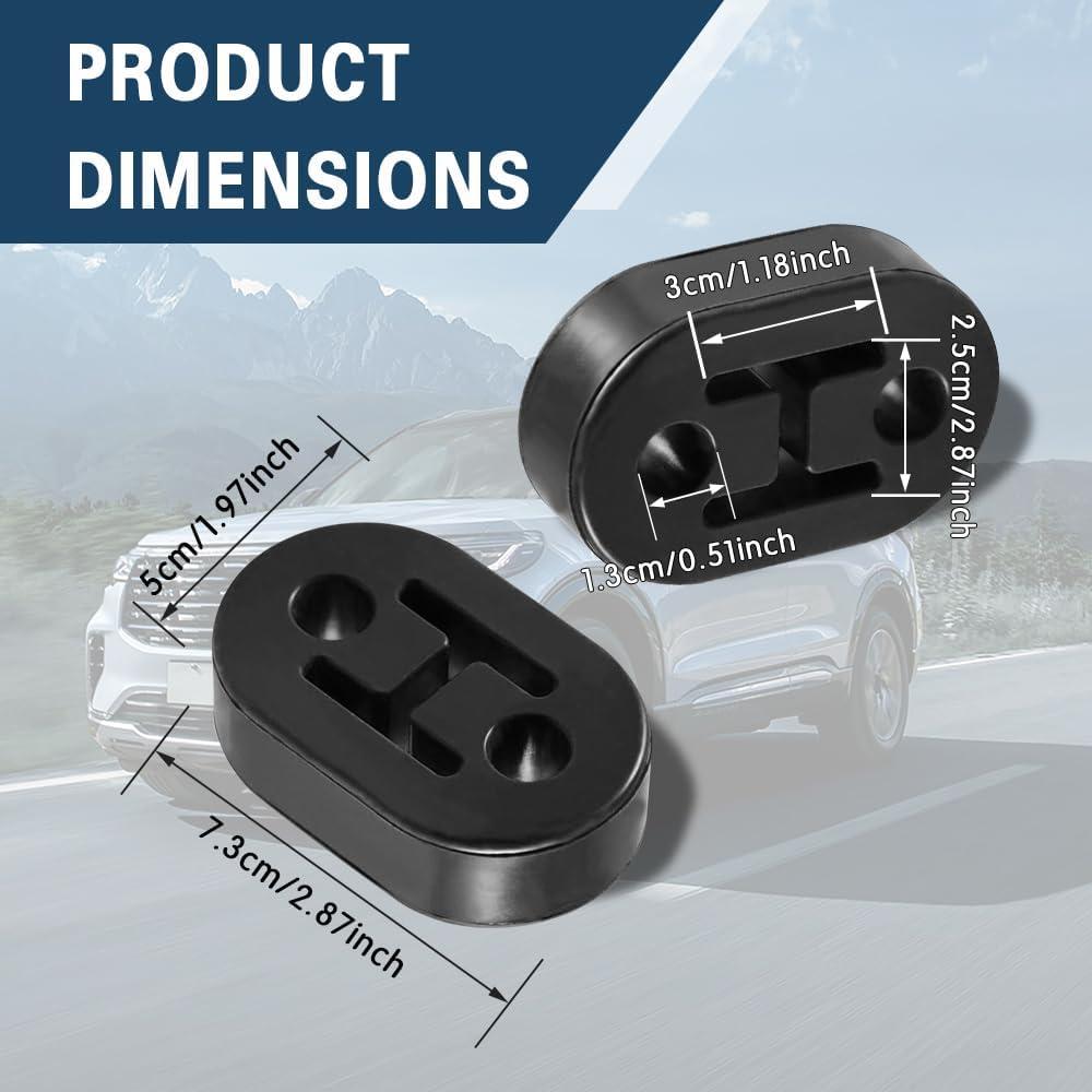 Soporte de escape de goma CHRYMUM 4PCS 2 agujeros 7.29x5cm