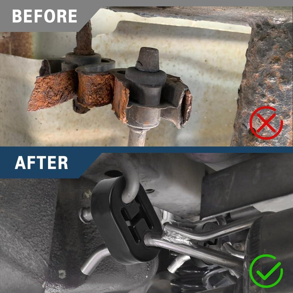 Soporte de escape de goma CHRYMUM 4PCS 2 agujeros 7.29x5cm