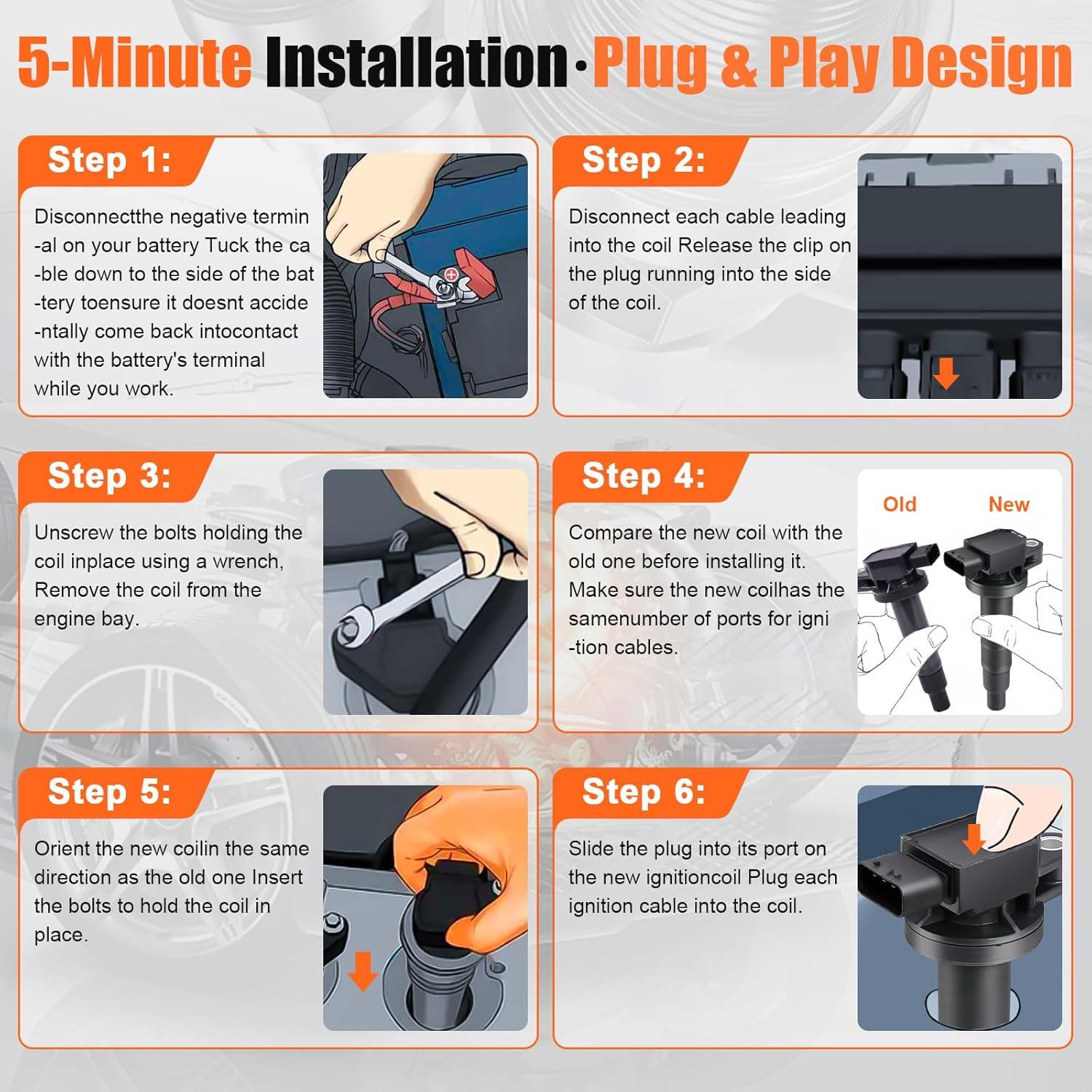 4 Bobinas de Encendido y Bujías GYbenzi para Toyota 1.5L