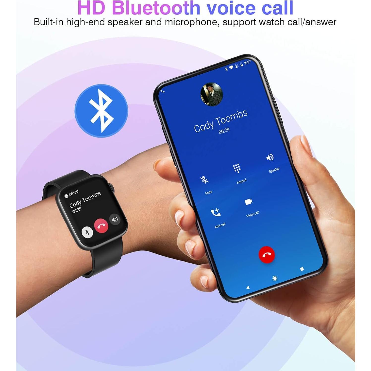 Reloj Inteligente Bluetooth EarlySincere Negro 1.9" HD Salud