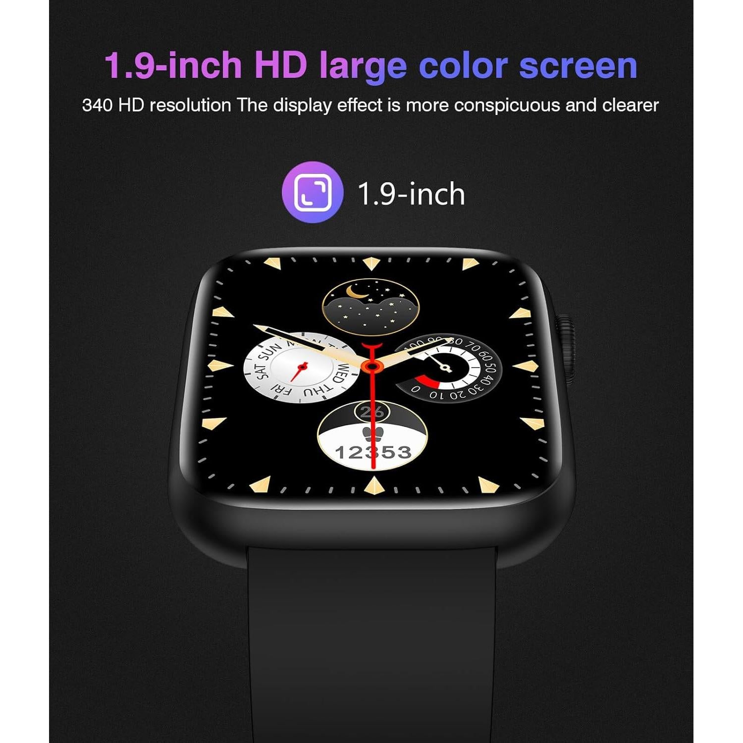 Reloj Inteligente Bluetooth EarlySincere Negro 1.9" HD Salud