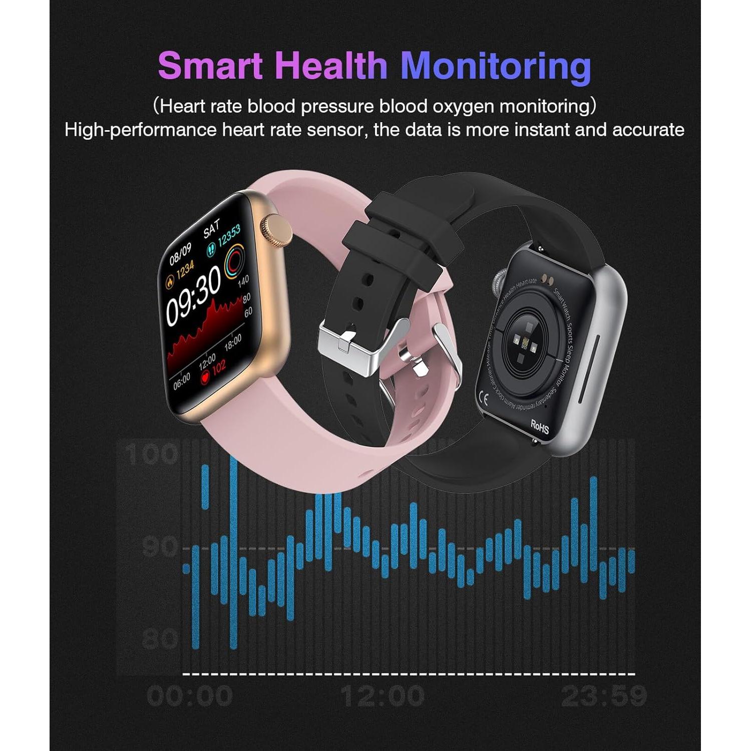 Reloj Inteligente Bluetooth EarlySincere Negro 1.9" HD Salud