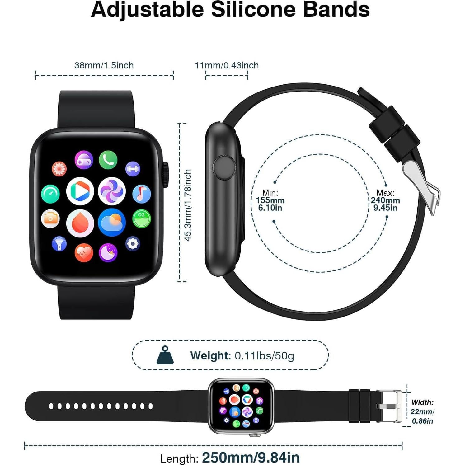 Reloj Inteligente Bluetooth EarlySincere Negro 1.9" HD Salud