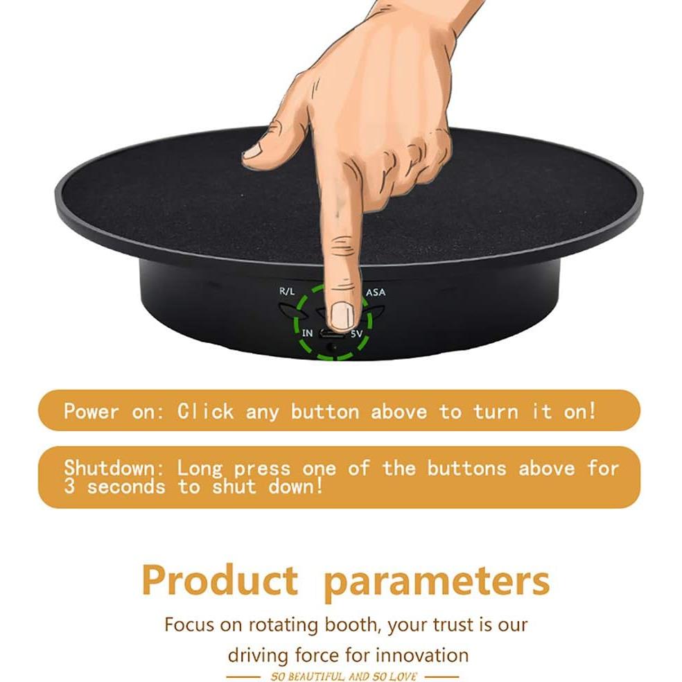 Qinmay Plato Giratorio Eléctrico 360° Negro 19.8 cm