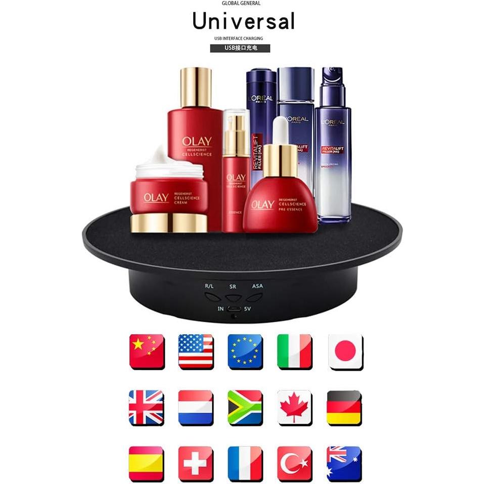 Qinmay Plato Giratorio Eléctrico 360° Negro 19.8 cm