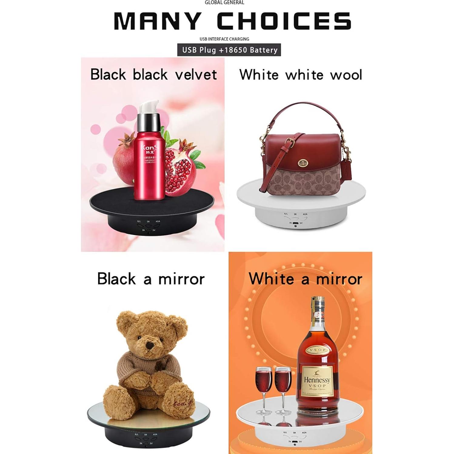 Qinmay Plato Giratorio Eléctrico 360° Negro 19.8 cm