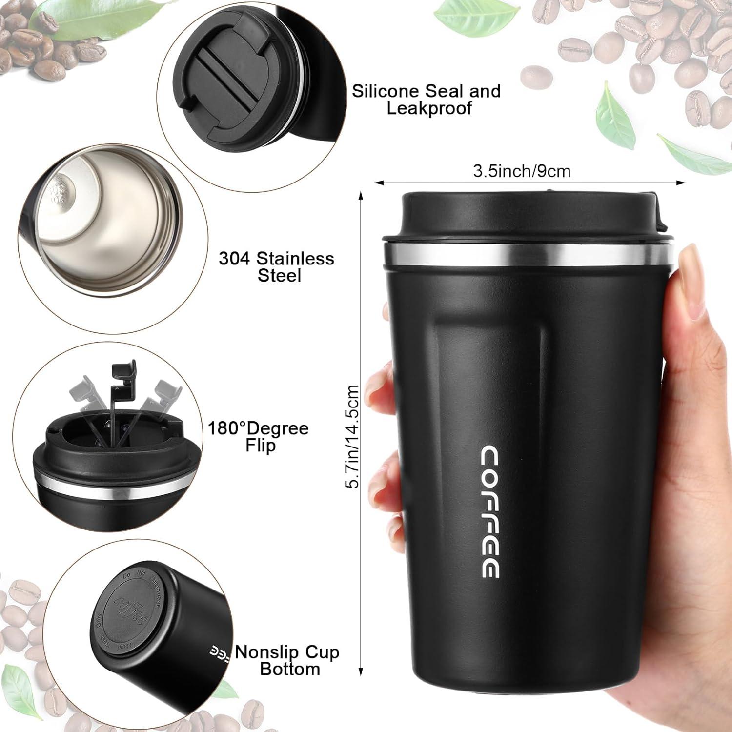 Paquete de 6 Tazas de Café Aisladas Qinyoung 380ml Negro