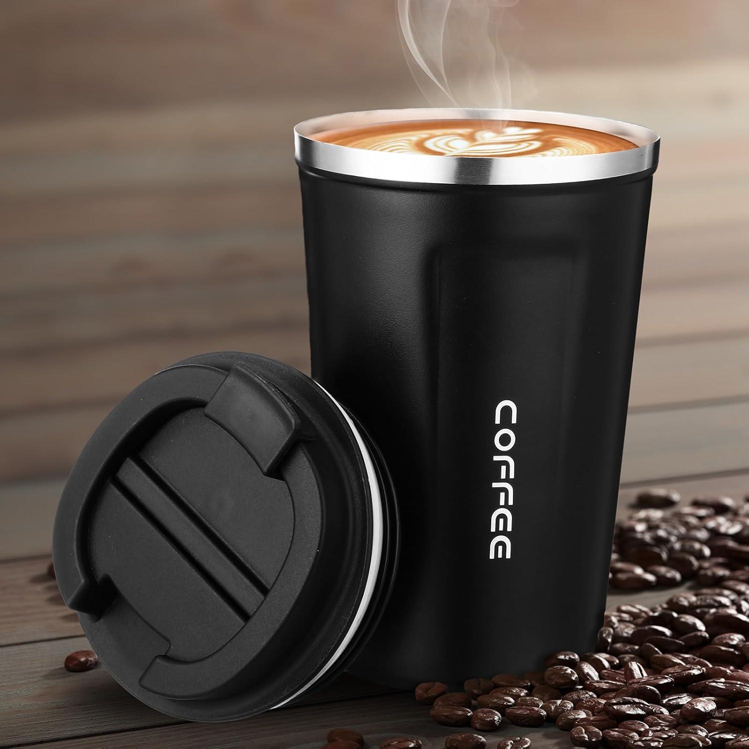 Paquete de 6 Tazas de Café Aisladas Qinyoung 380ml Negro