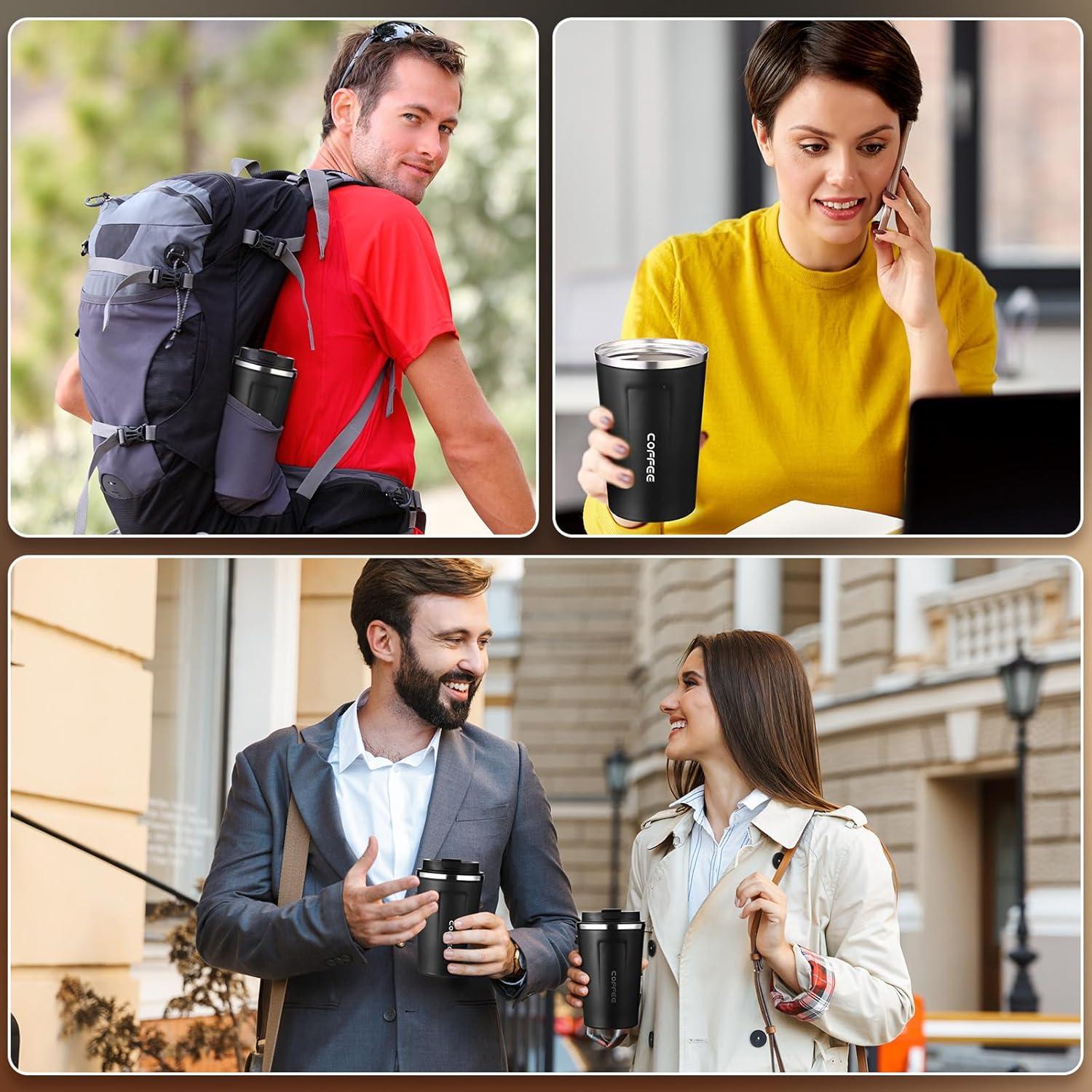 Paquete de 6 Tazas de Café Aisladas Qinyoung 380ml Negro