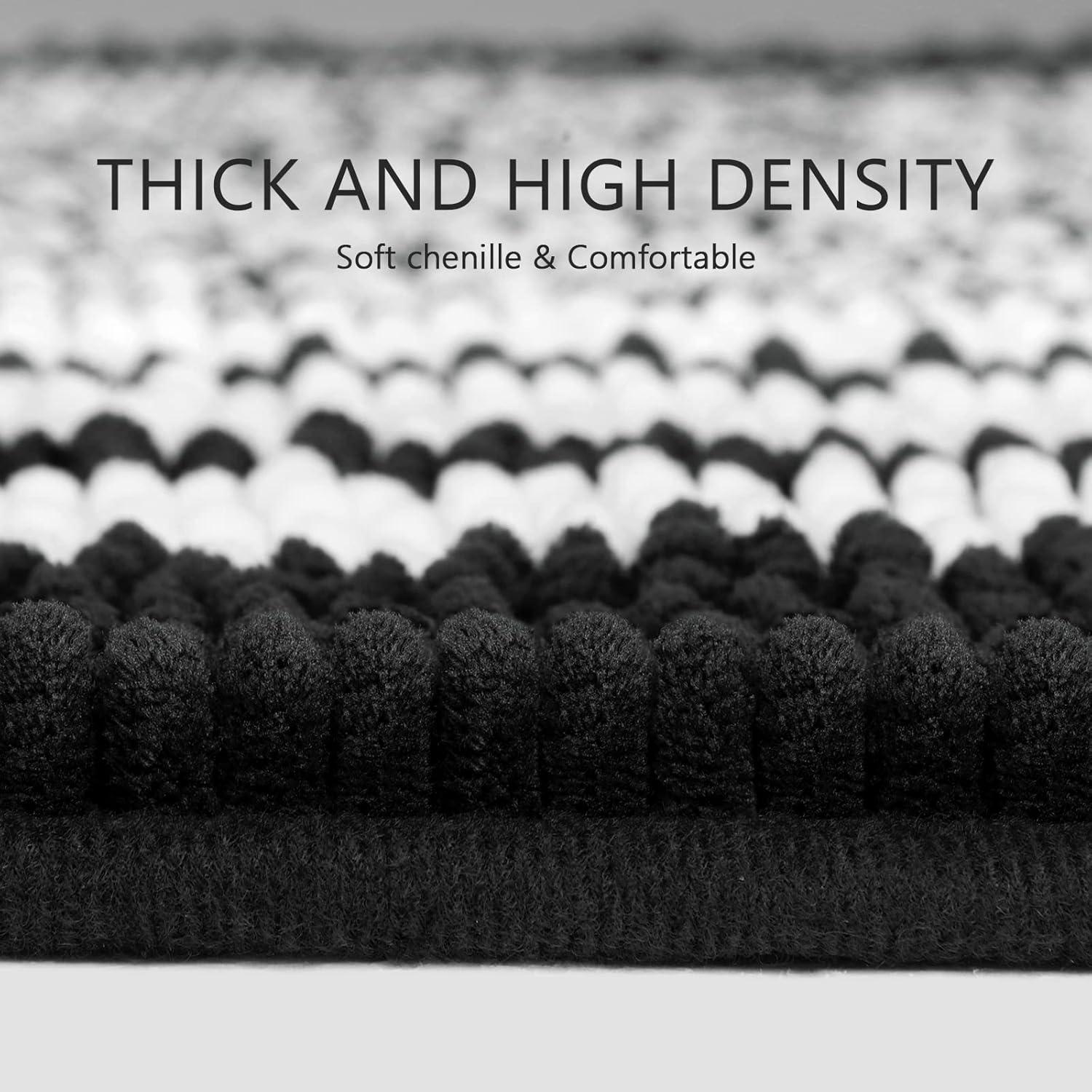 Conjunto de Alfombrillas de Baño Tindbea 2 Piezas Chenilla Negro