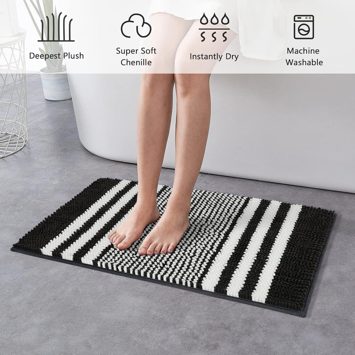 Conjunto de Alfombrillas de Baño Tindbea 2 Piezas Chenilla Negro