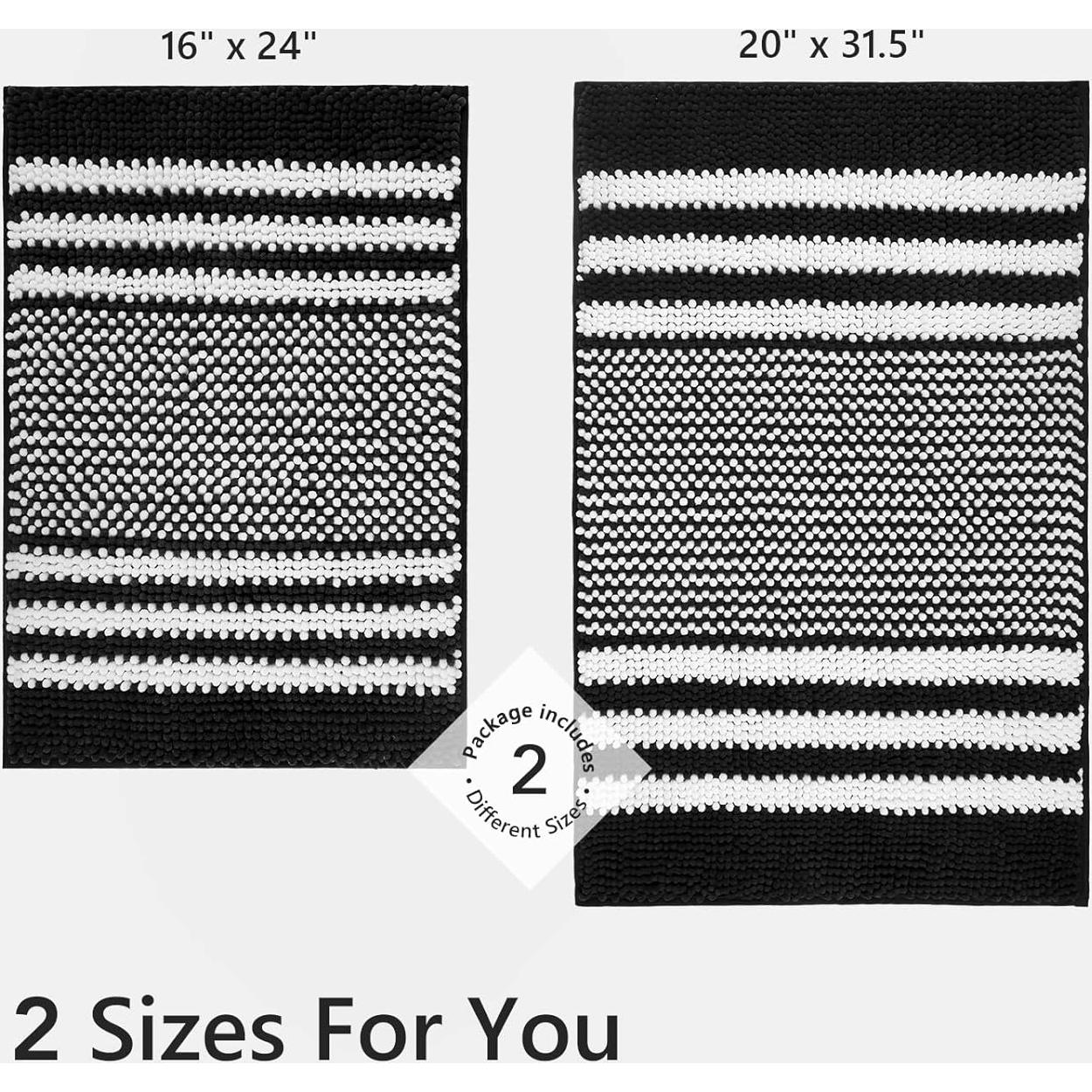 Conjunto de Alfombrillas de Baño Tindbea 2 Piezas Chenilla Negro