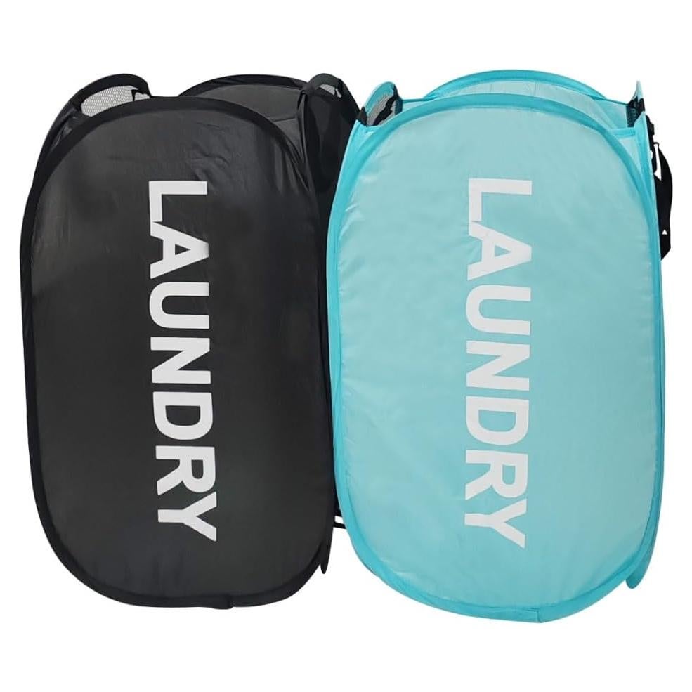 Cesta de Lavandería Larpur Colapsable 79.5L Negro y Azul