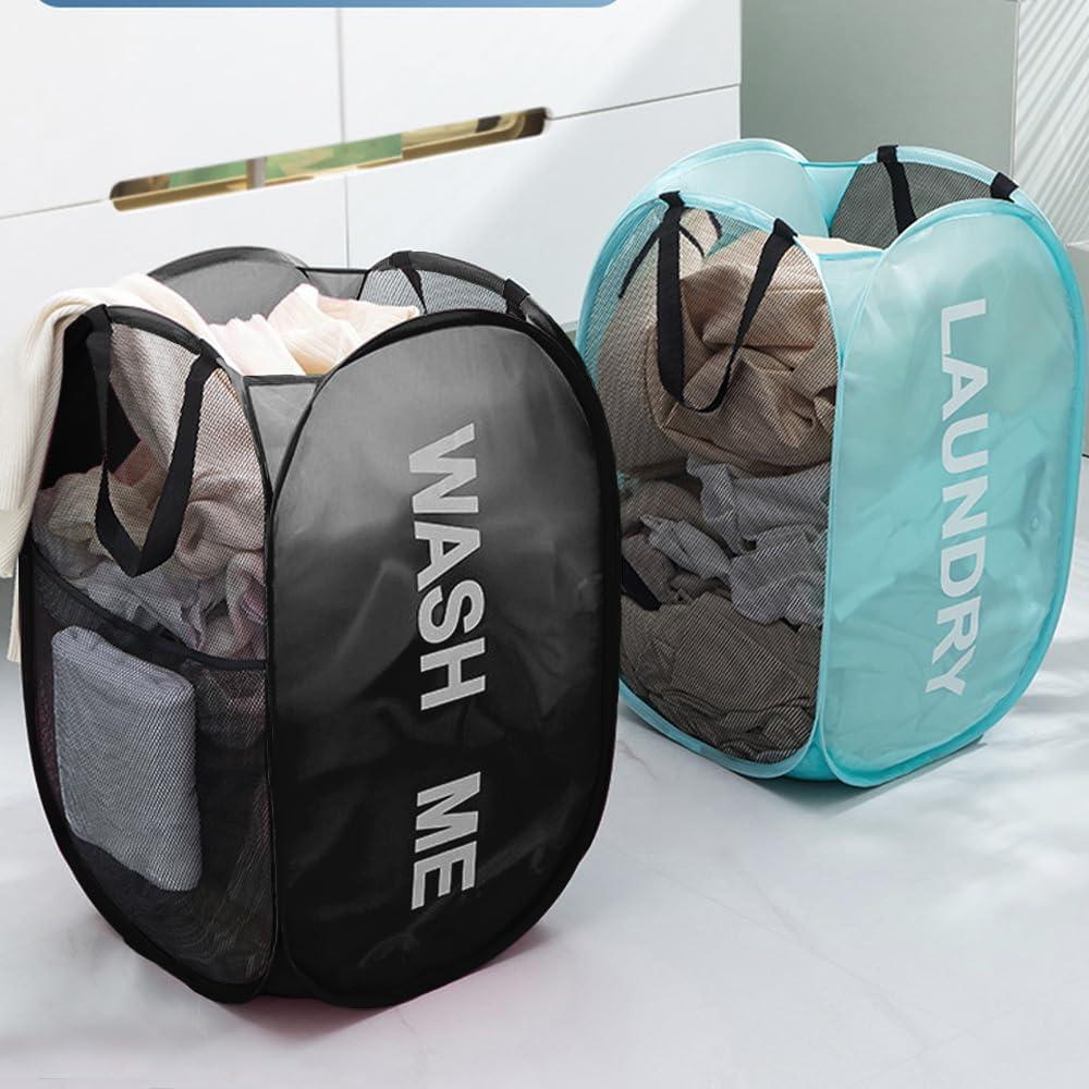 Cesta de Lavandería Larpur Colapsable 79.5L Negro y Azul