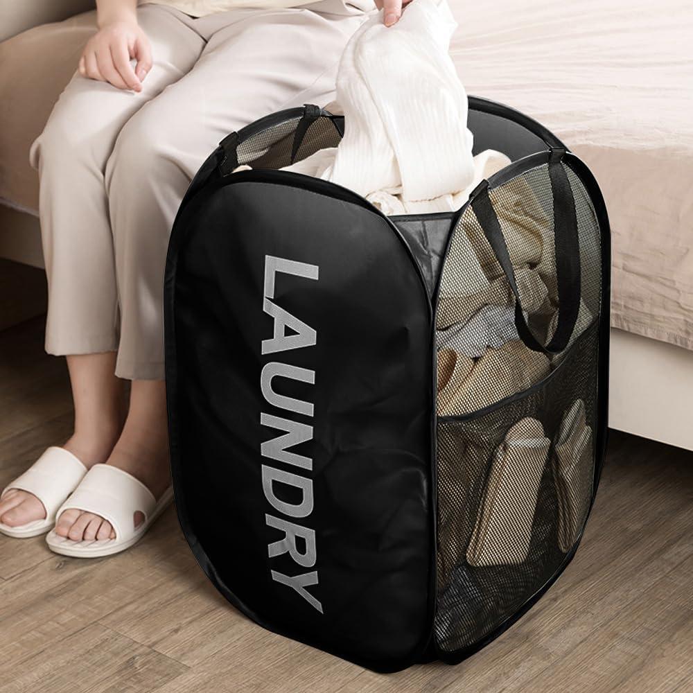 Cesta de Lavandería Larpur Colapsable 79.5L Negro y Azul