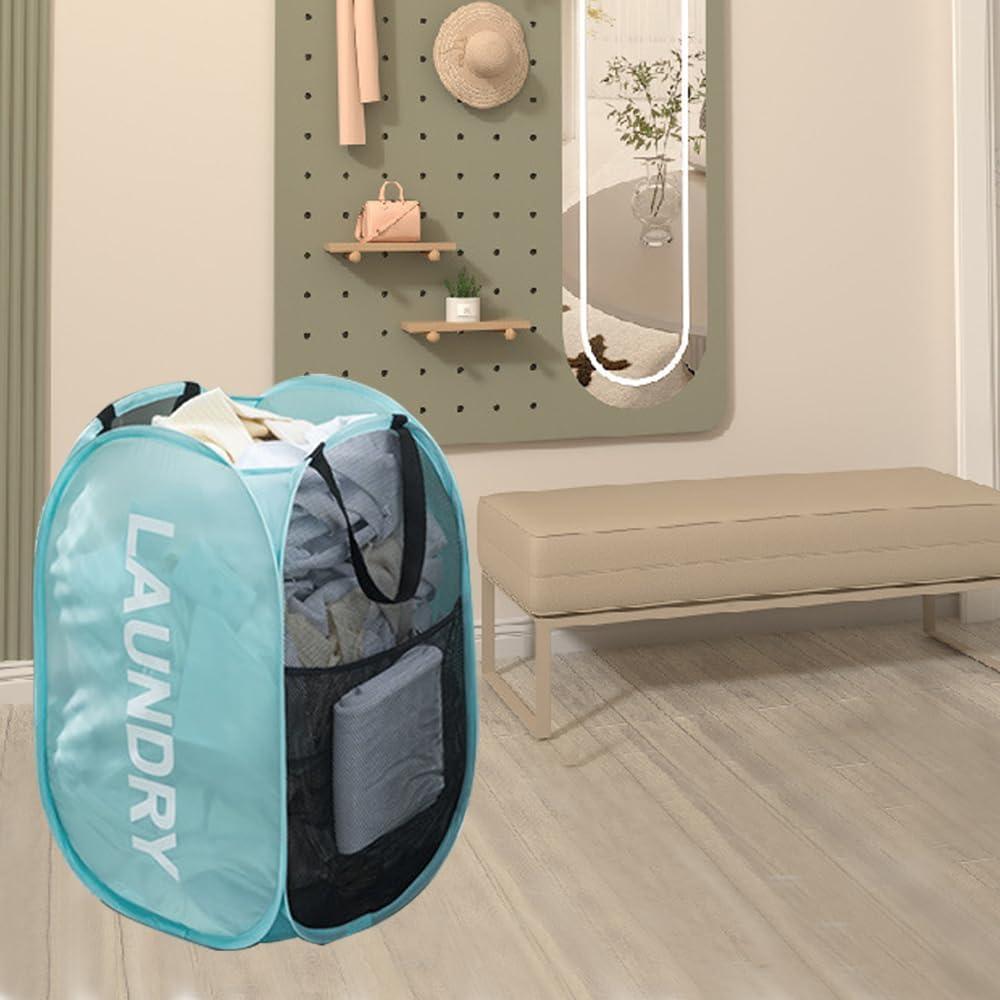 Cesta de Lavandería Larpur Colapsable 79.5L Negro y Azul