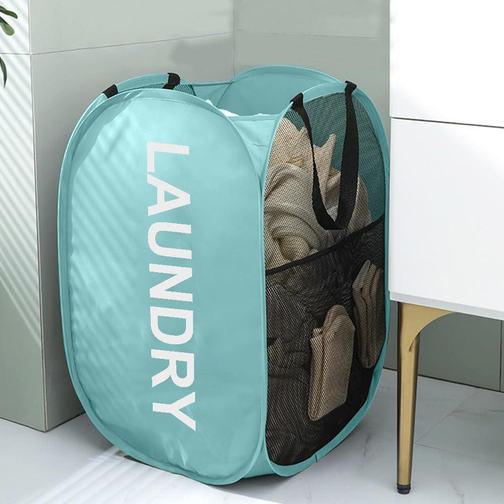 Cesta de Lavandería Larpur Colapsable 79.5L Negro y Azul