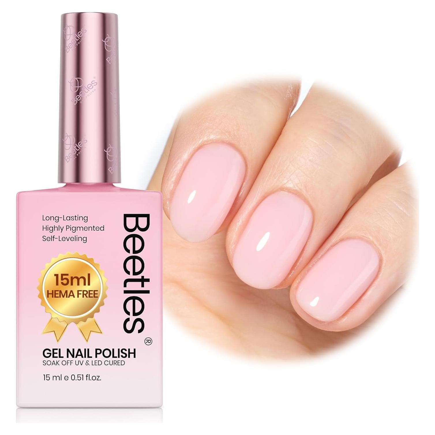 Esmalte de Uñas Gel Rosa Nude Beetles 15ml Libre de HEMA